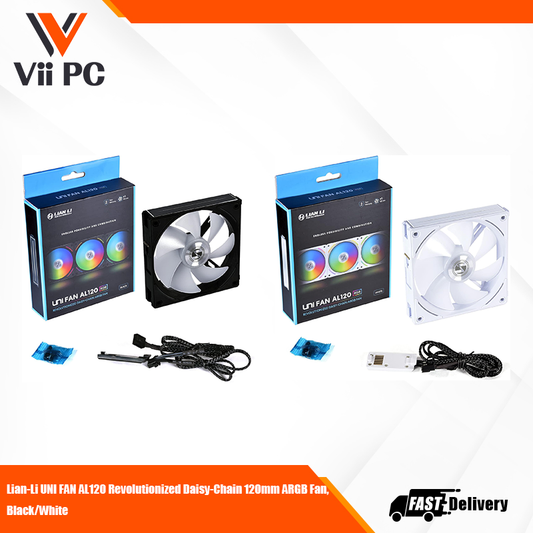 LIAN LI UNI FAN AL120 Revolutionized Daisy-Chain 120mm ARGB Fan, Black