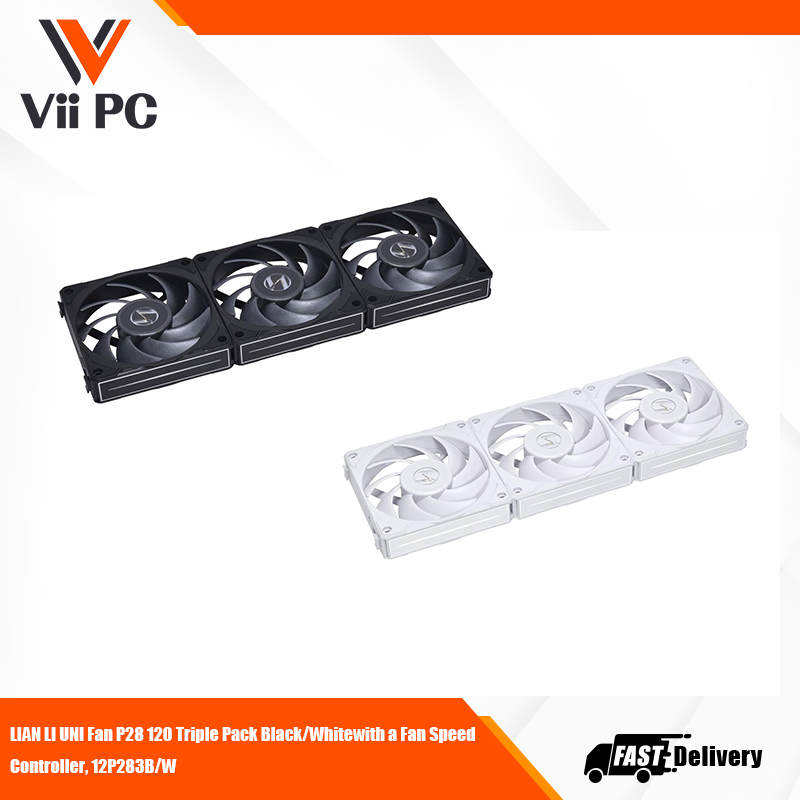 LIAN LI UNI FAN P28 Triple Pack with a Fan Speed Controller - 120mm Case Fan (Black/White)