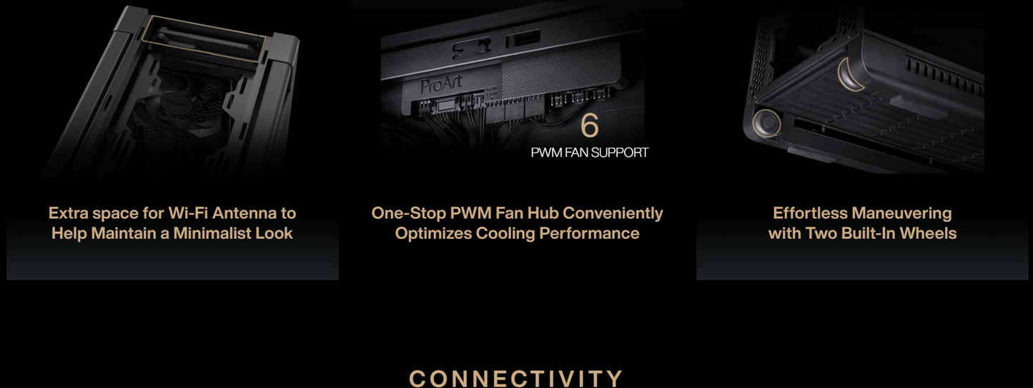ASUS ProArt PA602 E-ATX Mid Tower - 420mm radiator support, one 140mm and two 200mm pre-installed system fans