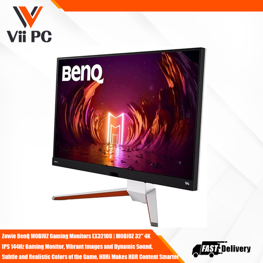 BenQ MOBIUZ Gaming Monitors EX3210U | MOBIUZ 32" 4K IPS 144Hz Gaming Monitor, Vibrant Images and Dynamic Sound, Subtle and Realistic Colors of the Game, HDRi Makes HDR Content Smarter