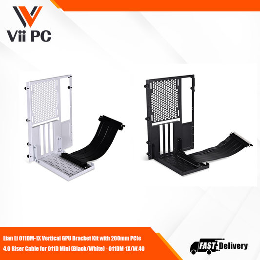 LIAN LI O11D MINI PCIe 3.0 Vertical GPU Bracket Kit with 200mm Riser Cable for O11D MINI (Black/White) - O11DMINI-1X-3 BLACK / O11DMINI-1W-3 WHITE