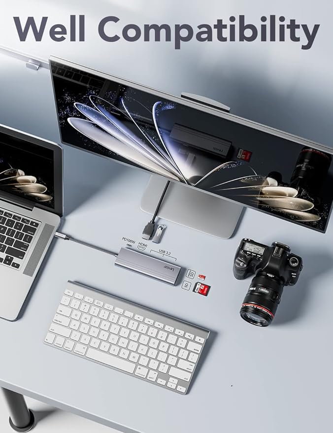 Lexar H31 7-in-1 USB-C Hub - 4K@60Hz HDMI 2.0, 100W USB-C PD charging port, 3 USB-A ports and SD/microSD™ card slots (Compatible with Laptop/Tablet/Smartphone)
