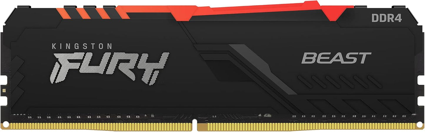 Kingston FURY Beast RGB 16GB(2x8GB)/32GB(2x16GB)/64GB(2x32GB) 3600Mhz DDR4 CL17 Memory Kit