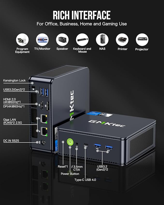 GMKtec NucBox K7 PLUS Mini PC (Black) - Intel Core i7-13620H Processor (32GB RAM + 1TB SSD)