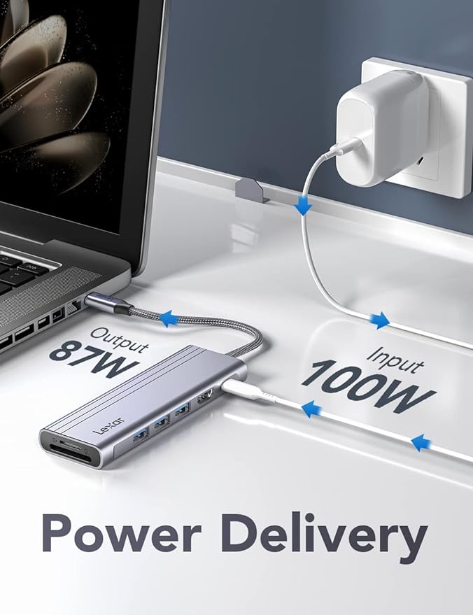 Lexar H31 7-in-1 USB-C Hub - 4K@60Hz HDMI 2.0, 100W USB-C PD charging port, 3 USB-A ports and SD/microSD™ card slots (Compatible with Laptop/Tablet/Smartphone)