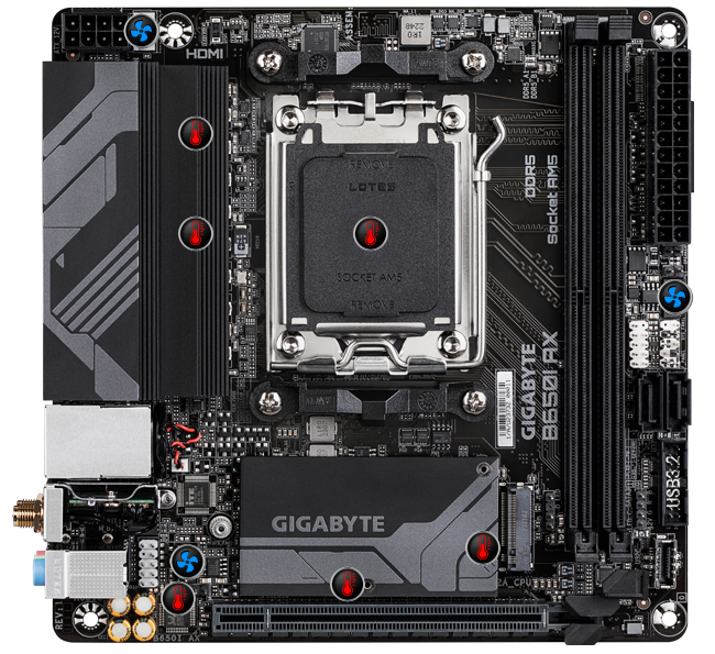 GIGABYTE B650I AX (rev. 1.0) AMD Socket AM5/Wi-Fi 6E/DDR5 Support/NVMe SSD Ready/2.5GbE LAN/ULTRA DURABLE Mini-ITX Motherboard