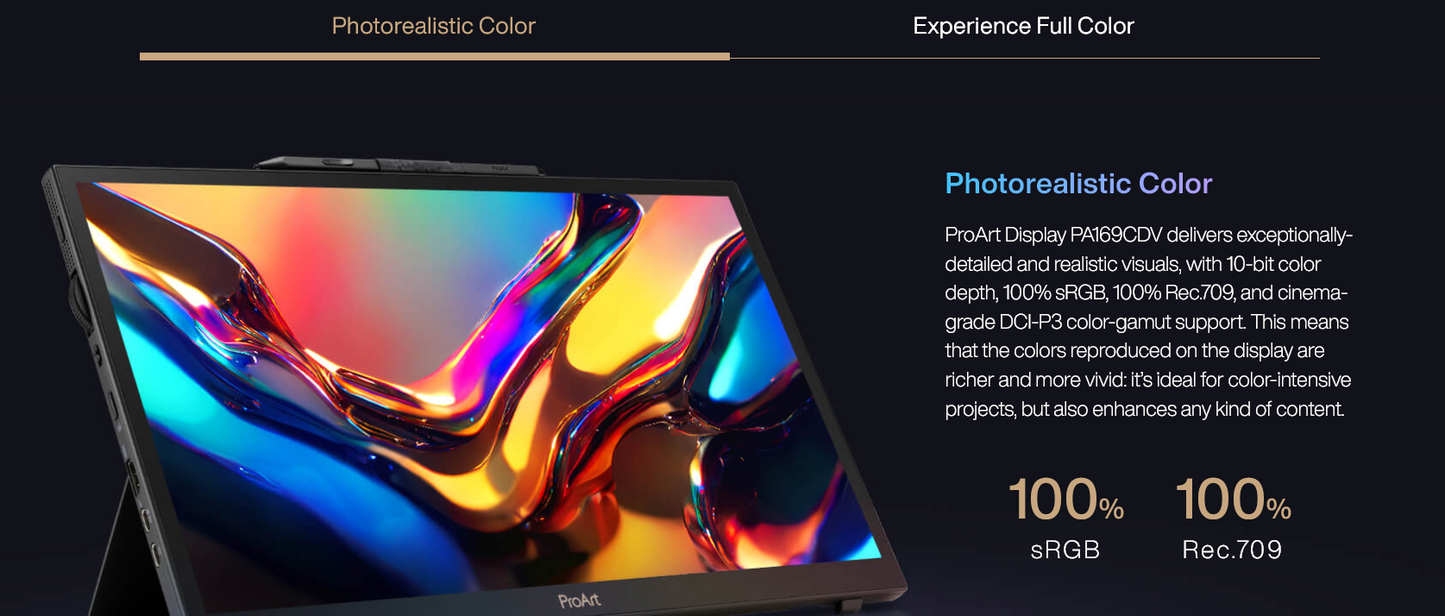 ASUS ProArt PA169CDV Pen Display 15.6" IPS, 4K UHD (3840x2160), WACOM EMR, 100% sRGB, Color Accuracy ΔE<2, Calman Verified, PANTONE Validated, USB-C, 10-point Touch, ASUS Dial, Control Panel