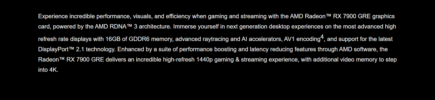 ASROCK AMD RADEON RX 7900 GRE Challenger Series 16GB OC GDDR6 Graphics Card (3 Year Warranty)