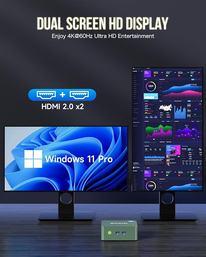 GMKtec NucBox G3 Mini PC (Black) - Intel N100 Processor (16GB RAM + 1TB SSD)