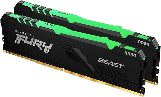 Kingston FURY Beast RGB 16GB(2x8GB)/32GB(2x16GB)/64GB(2x32GB) 3600Mhz DDR4 CL17 Memory Kit