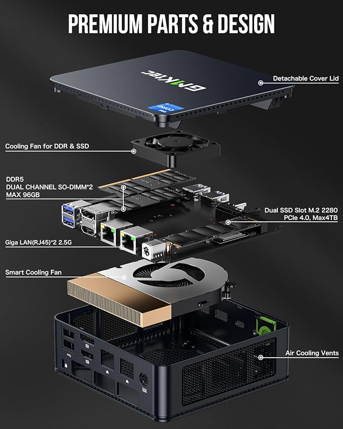 GMKtec NucBox K7 PLUS Mini PC (Black) - Intel Core i7-13620H Processor (32GB RAM + 1TB SSD)