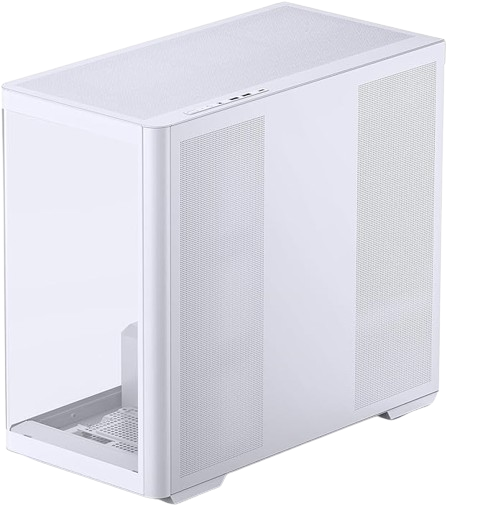 JONSBO D300 Large Micro-ATX BLACK/WHITE TOWER CASING - One-piece Glass Panel AO270 Deg View , MATX Back Plug-in BTF MB, Support 360 AIO, Support 40-series GPU, No Fans Included
