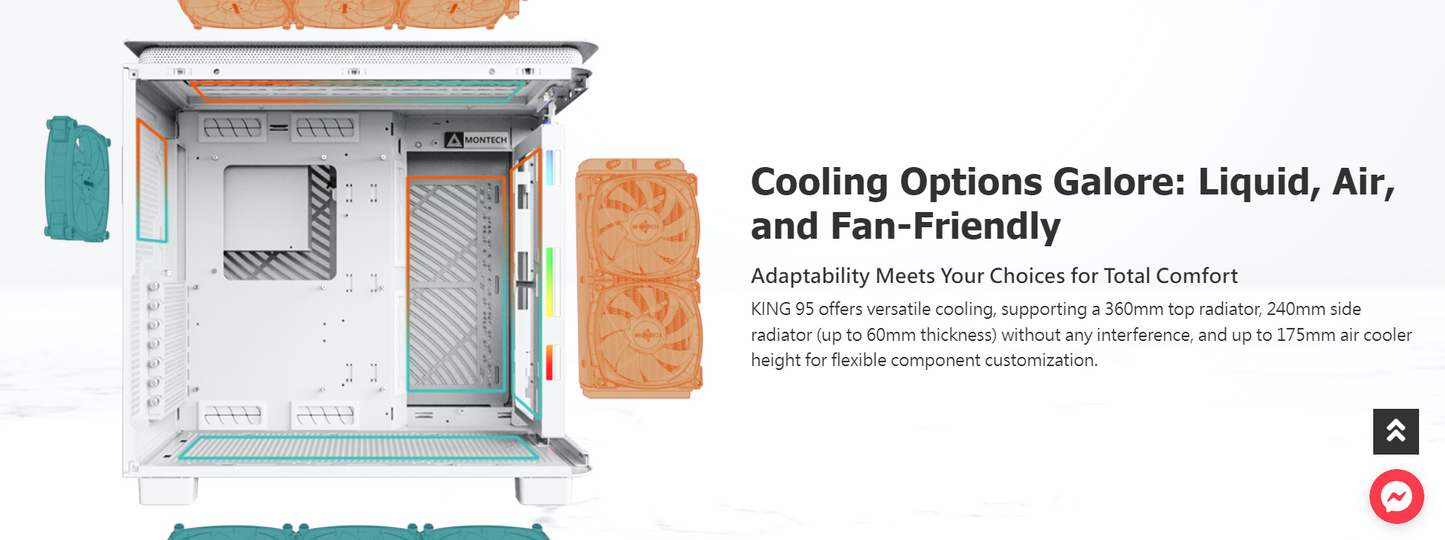 Montech KING 95 WHITE Tempered Glass ATX Middle Tower Case (Dynamic Duo Airflow Modes)