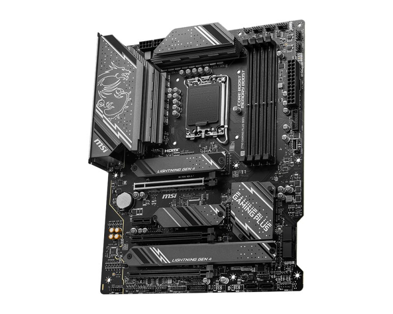 MSI Z790 GAMING PLUS WIFI 6E DDR5 PCIe 5.0, Lightning Gen 4 x4 M.2 with M.2 Shield Frozr LGA 1700 ATX Motherboard