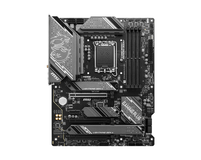 MSI Z790 GAMING PLUS WIFI 6E DDR5 PCIe 5.0, Lightning Gen 4 x4 M.2 with M.2 Shield Frozr LGA 1700 ATX Motherboard