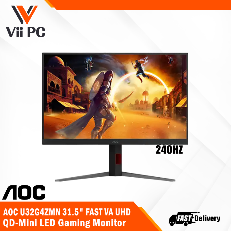 AOC U32G4ZMN 31.5" FAST VA UHD 240Hz QD-Mini LED Gaming Monitor - 1ms, Vesa Certified DisplayHDR 1000, Adaptive Sync