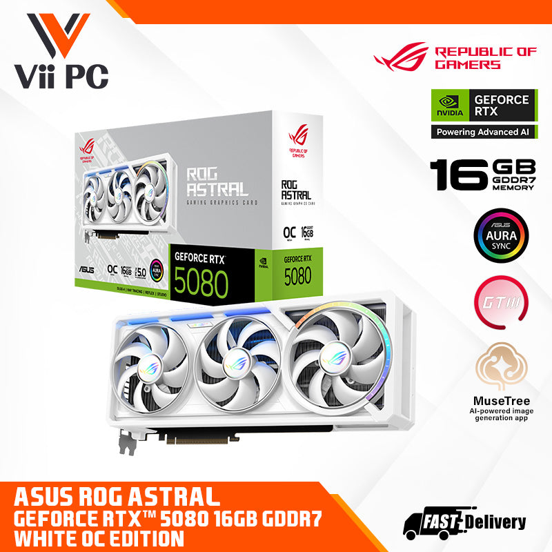 ASUS ROG Astral GeForce RTX 5080 16GB GDDR7 WHITE OC Edition Graphics Card