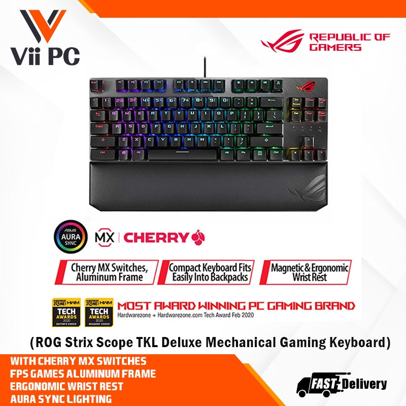 ASUS ROG Strix Scope TKL Deluxe Wired Mechanical RGB Gaming Keyboard (Cherry MX switches)