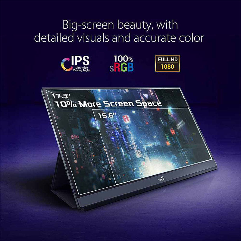 ASUS ROG Strix XG17AHPE / XG17AHP Portable USB Type-C Gaming Monitor – 17.3" IPS, FHD (1920x1080), 240Hz(Above 144Hz), 3ms, Adaptive-sync, Non-Glare, Micro-HDMI, Smart Cover, Eyecare