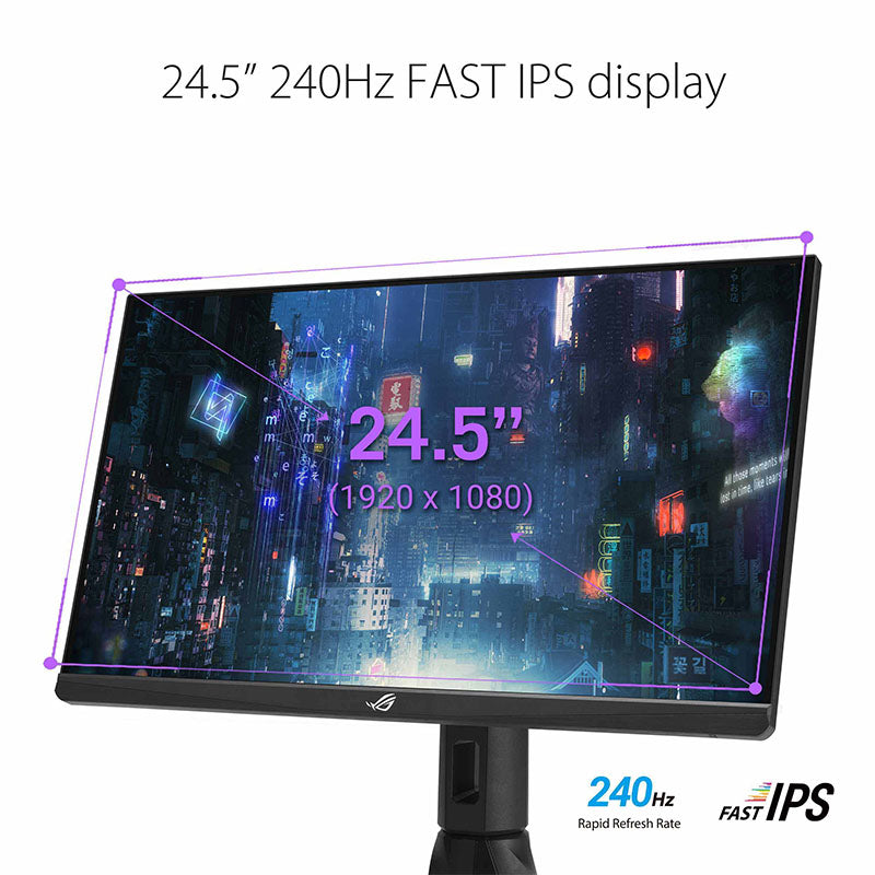 ASUS ROG Strix XG259CM Gaming Monitor - 24.5" FHD, 240Hz (Above 144Hz), 1ms (GTG), Fast IPS, Extreme Low Motion Blur Sync, USB Type-C, 120% sRGB, G-Sync compatible*, KVM support, tripod socket
