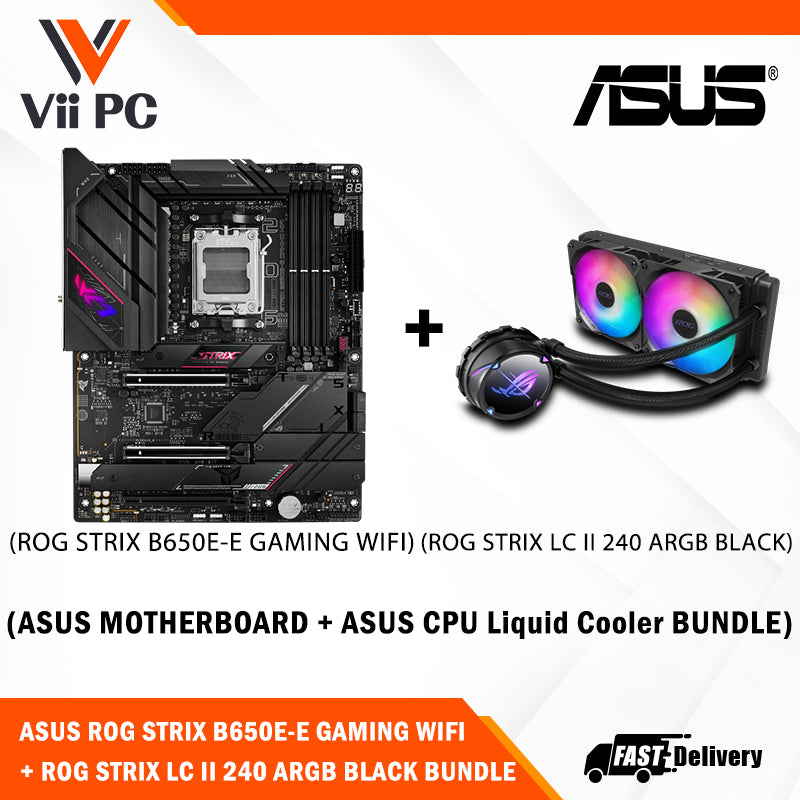 ASUS ROG STRIX LC II 240 ARGB AIO CPU Liquid Cooler + ASUS ROG STRIX B650E-E GAMING WIFI ATX Motherboard (AIO Cooler BUNDLE)