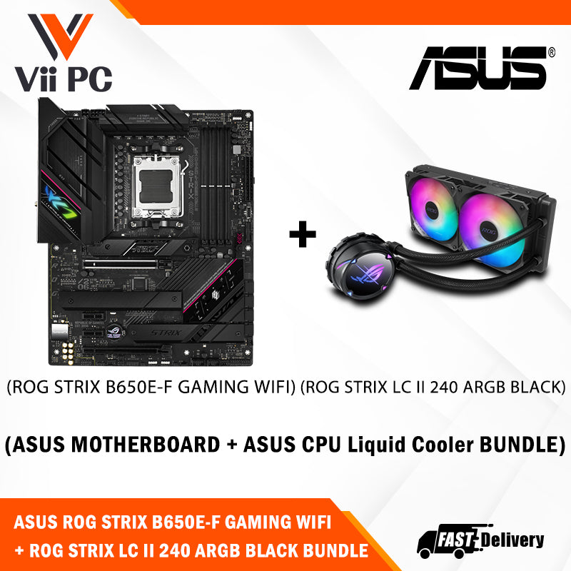 ASUS ROG STRIX LC II 240 ARGB AIO CPU Liquid Cooler + ASUS ROG STRIX B650E-F GAMING WIFI ATX Motherboard (AIO Cooler BUNDLE)