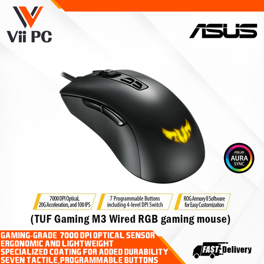 ASUS TUF Gaming M3 Wired RGB Gaming Mouse - 7000 DPI, AURA Sync