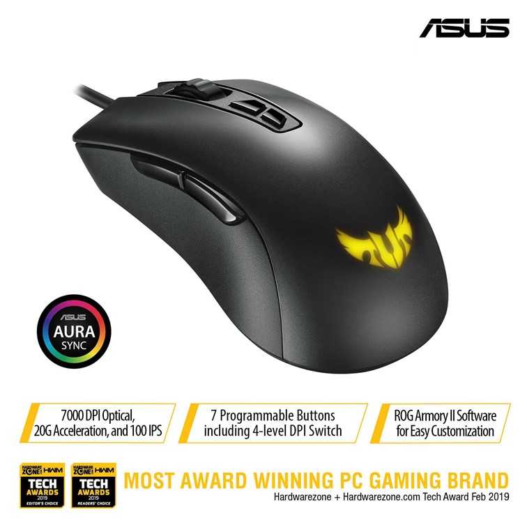 ASUS TUF Gaming M3 Wired RGB Gaming Mouse - 7000 DPI, AURA Sync