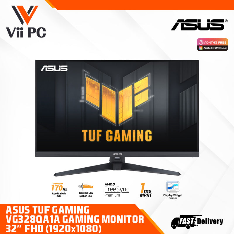 ASUS TUF Gaming VG328QA1A Gaming Monitor - 32" (31.5 viewable), FHD (1920x1080), Overclock to 170Hz (native 165Hz), Extreme Low Motion Blur™, FreeSync Premium™, 1ms (MPRT), Shadow Boost