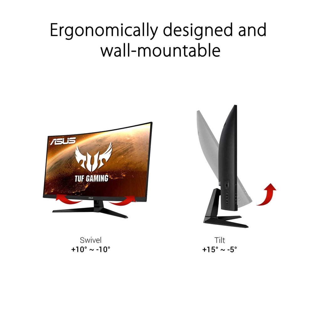 ASUS TUF Gaming VG32VQ1B Curved Gaming Monitor - 32" QHD (2560x1440), 165Hz(Above 144Hz), Extreme Low Motion Blur™, Adaptive-sync, FreeSync™ Premium, 1ms (MPRT), HDR10