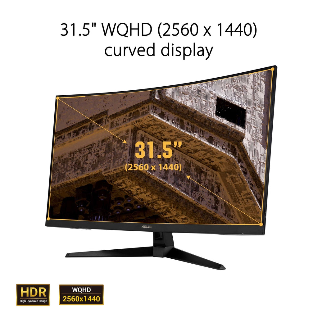ASUS TUF Gaming VG32VQ1B Curved Gaming Monitor - 32" QHD (2560x1440), 165Hz(Above 144Hz), Extreme Low Motion Blur™, Adaptive-sync, FreeSync™ Premium, 1ms (MPRT), HDR10