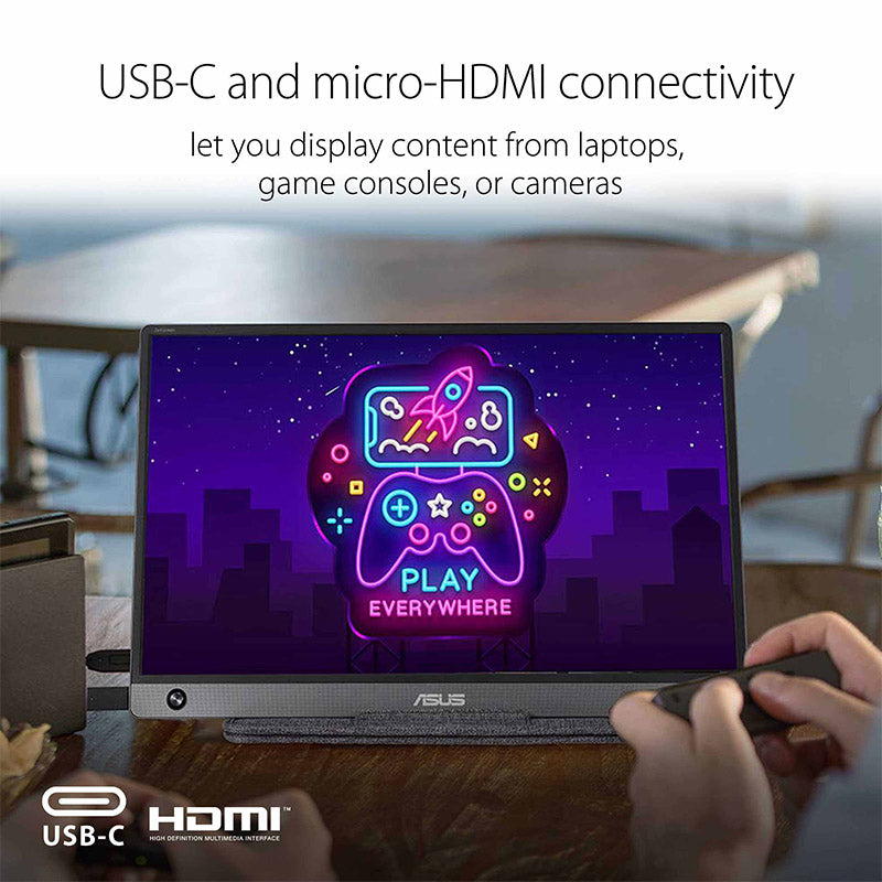 ASUS ZenScreen MB16AH Portable USB Monitor - 16" (15.6" viewable), IPS FHD, USB Type-C, Micro-HDMI, Flicker Free, Blue Light Filter, Anti-glare