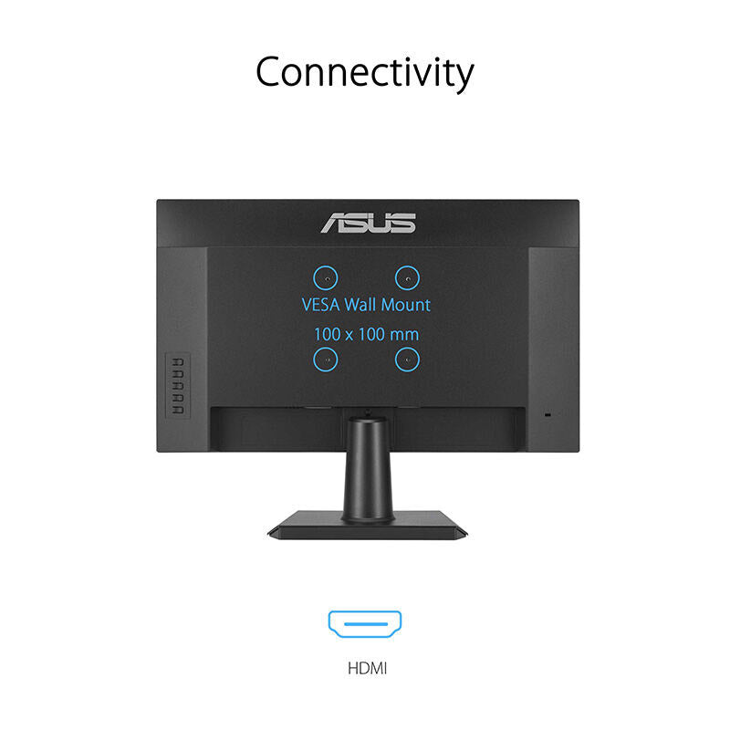ASUS VA24EHF Eye Care Gaming Monitor - 24" IPS, FHD, Frameless, 100Hz, Adaptive-Sync, 1ms MPRT, HDMI, Low Blue Light, Flicker Free, Wall Mountable