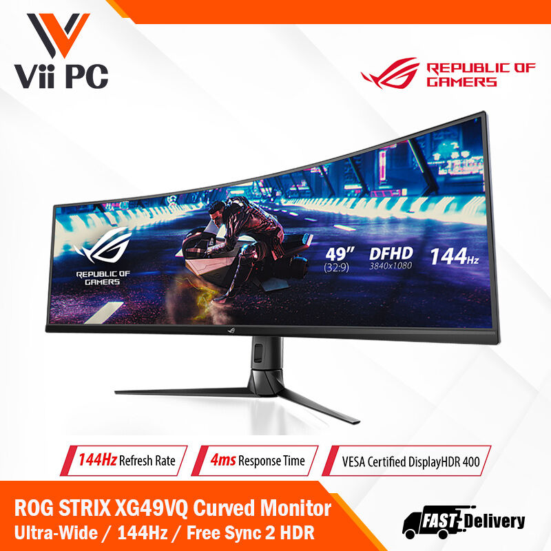 ASUS ROG Strix XG49VQ Super Ultra-Wide HDR Gaming Monitor - 49" 32:9 (3840 x 1080), 144Hz, FreeSync™ 2 HDR, DisplayHDR™ 400, DCI-P3: 90%, Shadow Boost