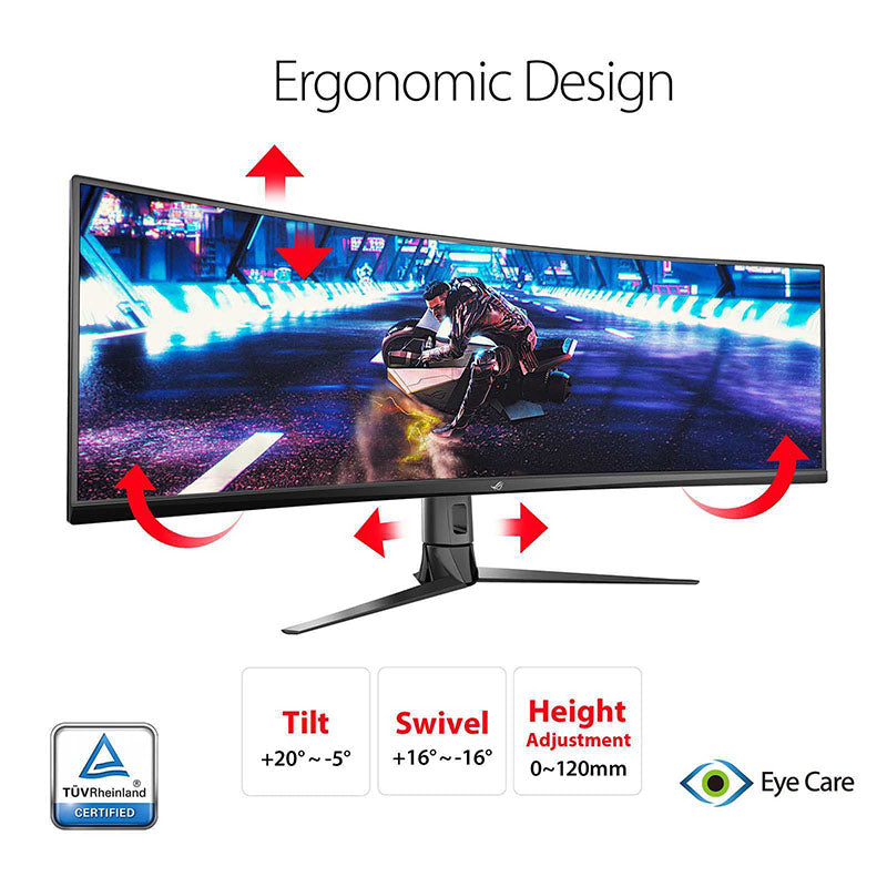 ASUS ROG Strix XG49VQ Super Ultra-Wide HDR Gaming Monitor - 49" 32:9 (3840 x 1080), 144Hz, FreeSync™ 2 HDR, DisplayHDR™ 400, DCI-P3: 90%, Shadow Boost