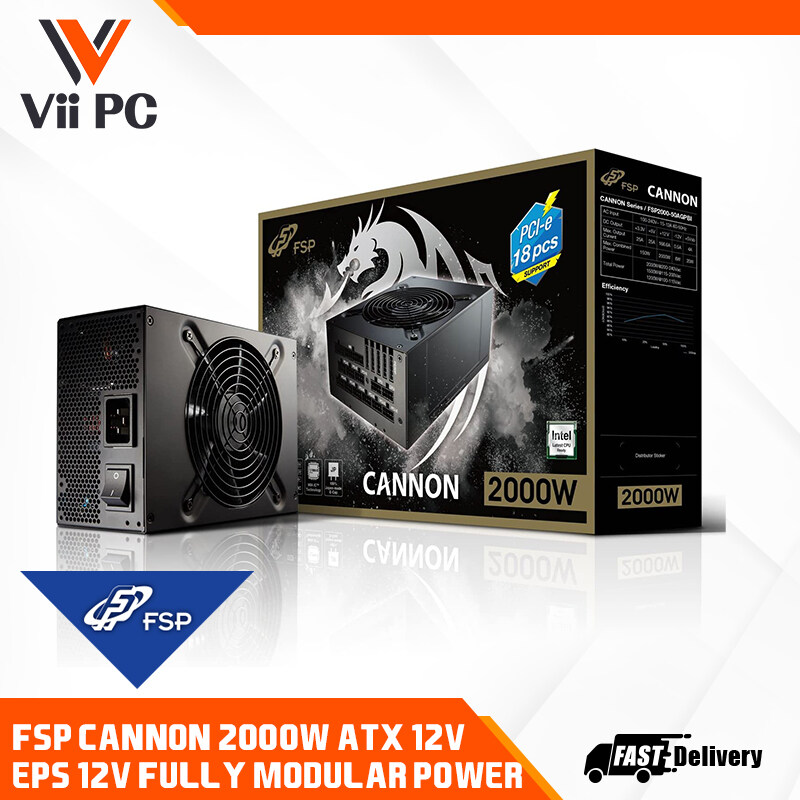 FSP Cannon 2000W PSU Computer/Mining Power Supply - 92+, Full Modular, 18 sets of PCI-E 6+2 PIN slots (Max of 9 GPUs)