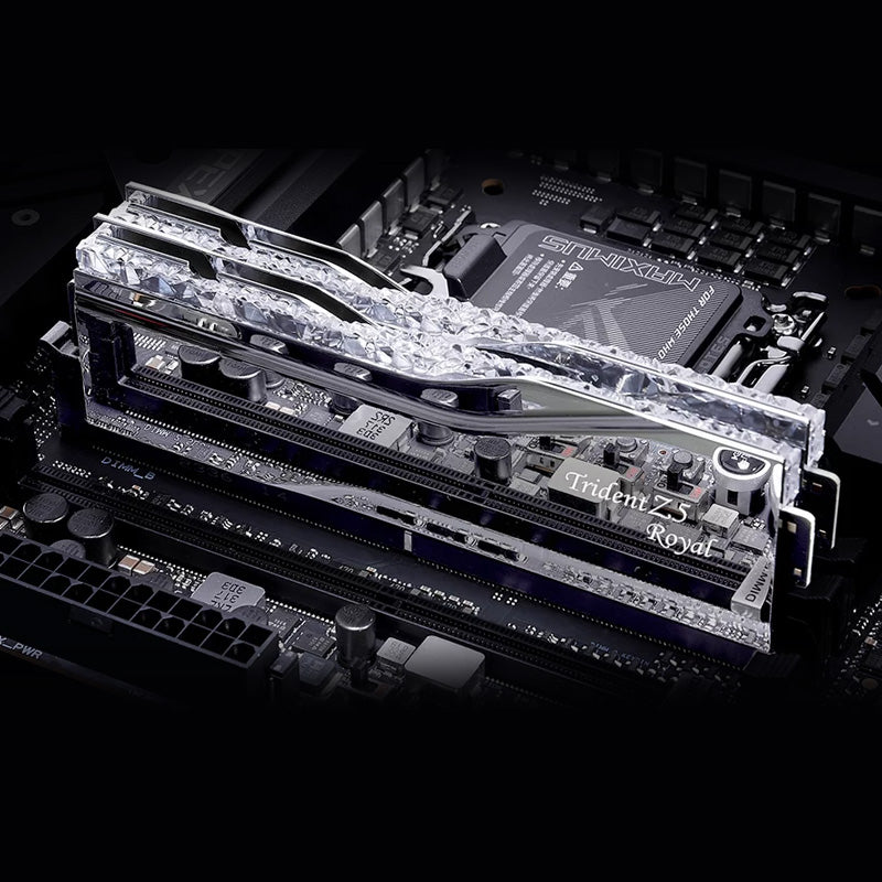 G.SKILL Trident Z5 Royal RGB Series (SILVER): 32GB/48GB/64GB/96GB DDR5-6000/6400/6800/7200/7600/7800/8000/8200/8400 MT/s - Intel XMP 3.0 Ready