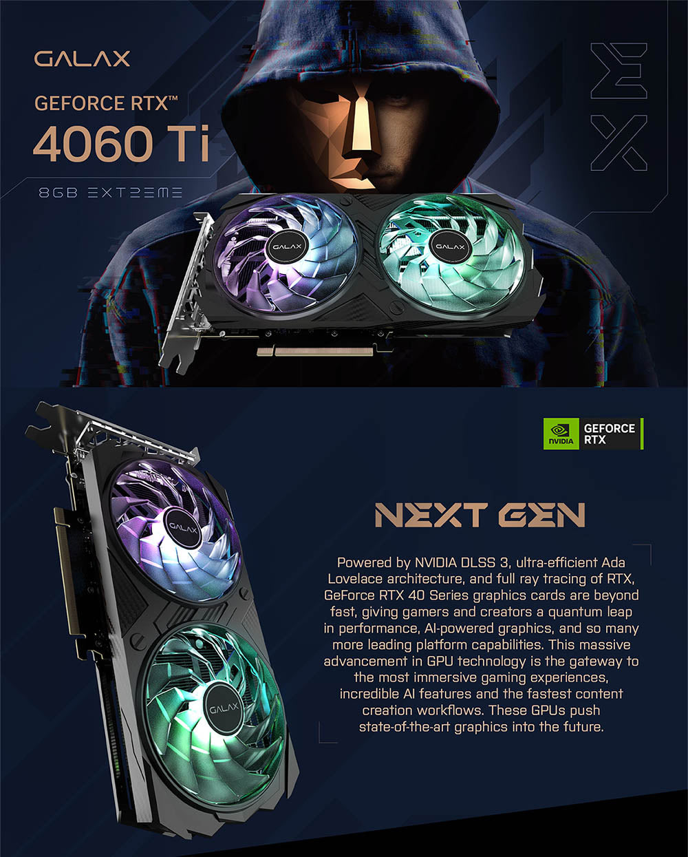 GALAX GeForce RTX 4060 Ti EX 8GB DDR6 GAMING Graphics Card
