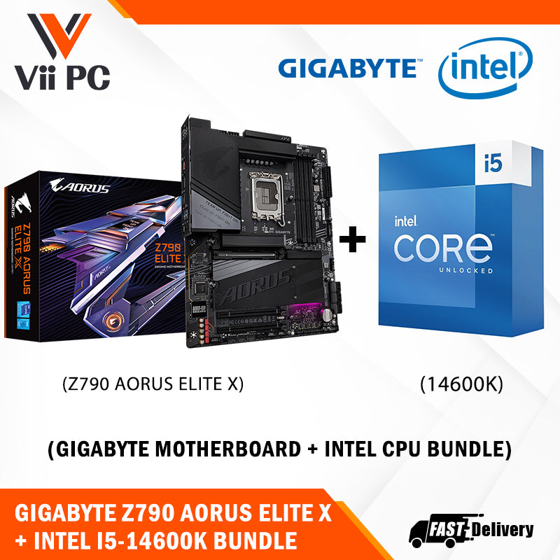 GIGABYTE Z790 AORUS ELITE X Motherboard + Intel i5-14600K / i5-14600KF (14th GEN) Processor BUNDLE