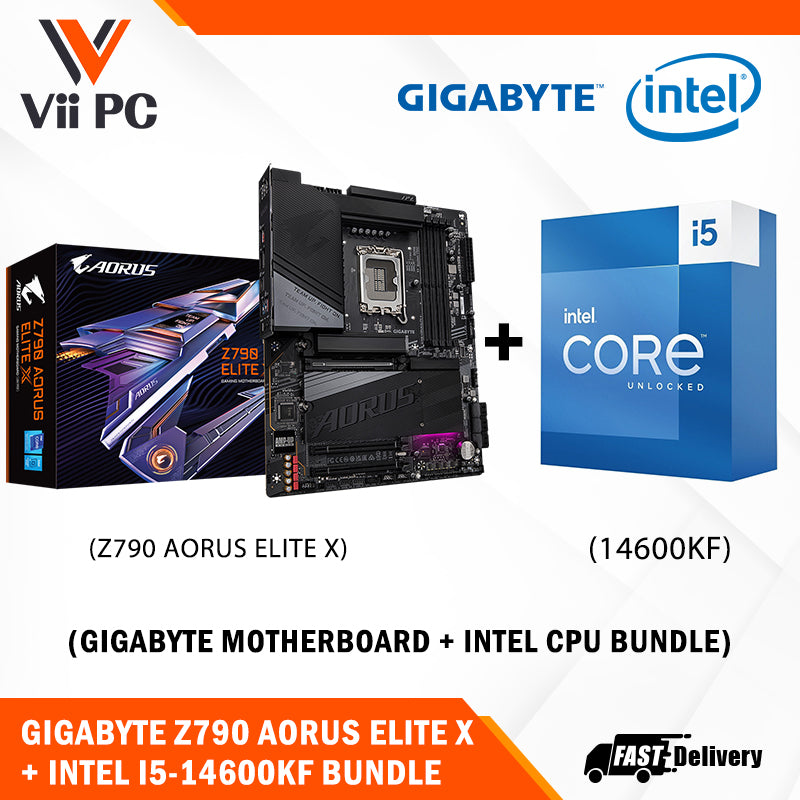 GIGABYTE Z790 AORUS ELITE X Motherboard + Intel i5-14600K / i5-14600KF (14th GEN) Processor BUNDLE