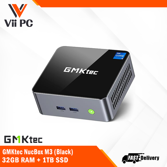 GMKtec NucBox M3 Mini PC (Black) - Intel Core i5-12450H Processor (32GB RAM + 1TB SSD)