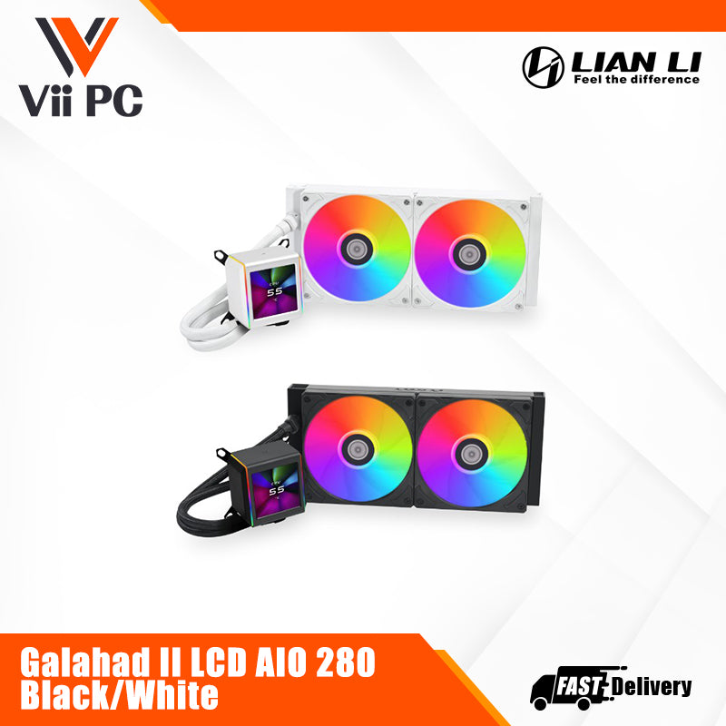 Lian Li Galahad II LCD AIO 280 CPU Liquid Cooler (Black/White)