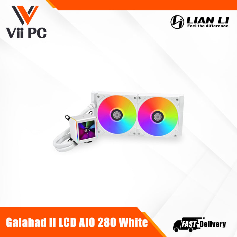 Lian Li Galahad II LCD AIO 280 CPU Liquid Cooler (Black/White)