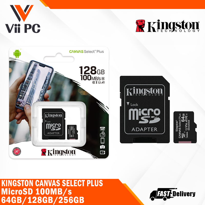 Kingston Canvas Select Plus MicroSD (64GB/128GB/256GB) 100MB/s