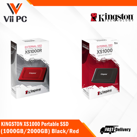 Kingston XS1000 Portable SSD (1TB / 2TB) - (Black/Red)
