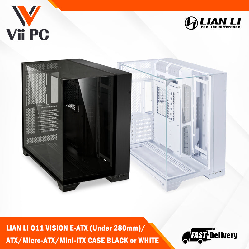 LIAN LI O11 Vision ATX Mid-Tower Chassis (Black/White) - Dual-chamber layout, Steel, Aluminum and Tempered Glass