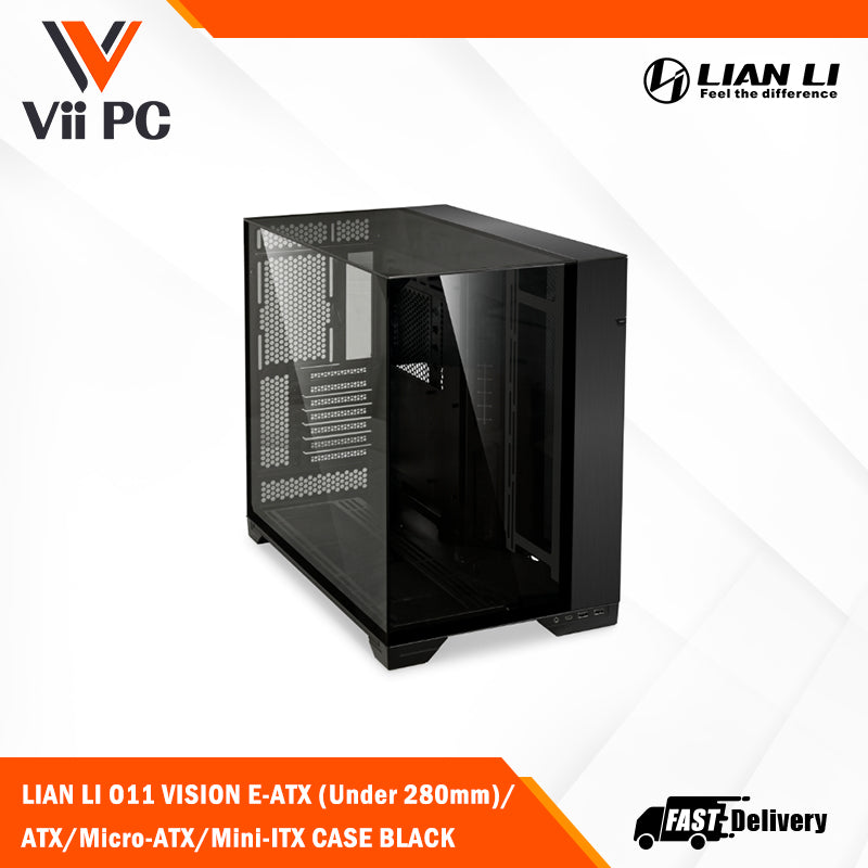 LIAN LI O11 Vision ATX Mid-Tower Chassis (Black/White) - Dual-chamber layout, Steel, Aluminum and Tempered Glass