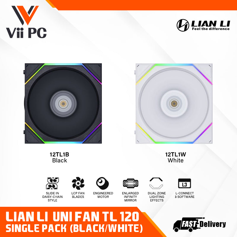 LIAN LI UNI FAN TL120 ARGB Single Pack (Black/White)