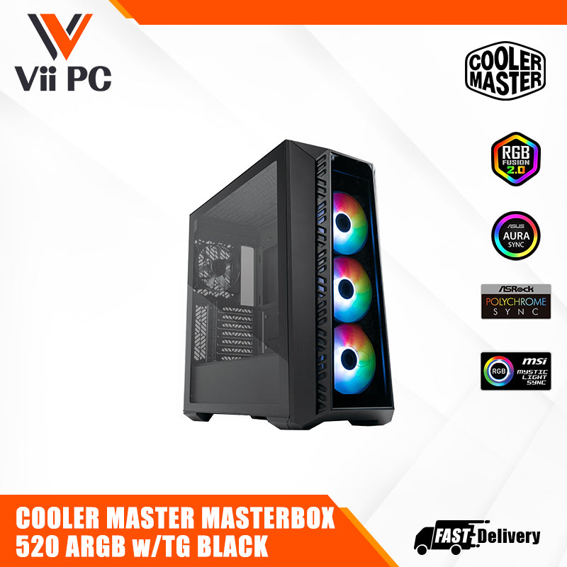 COOLER MASTER MASTERBOX 520 ARGB ATX PC Case With TG BLACK/WHITE