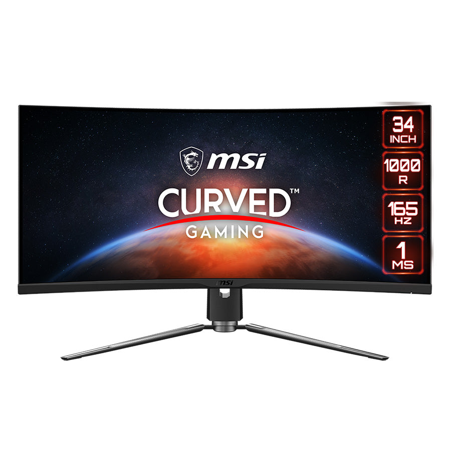 MSI MPG ARTYMIS 343CQR Gaming Monitor - 34" 3440 x 1440 (UWQHD), VA, 165Hz, FreeSync Premium, HDR 400, HDMI, DisplayPort, USB C, Tilt, Swivel, Height Adjustable (Black)
